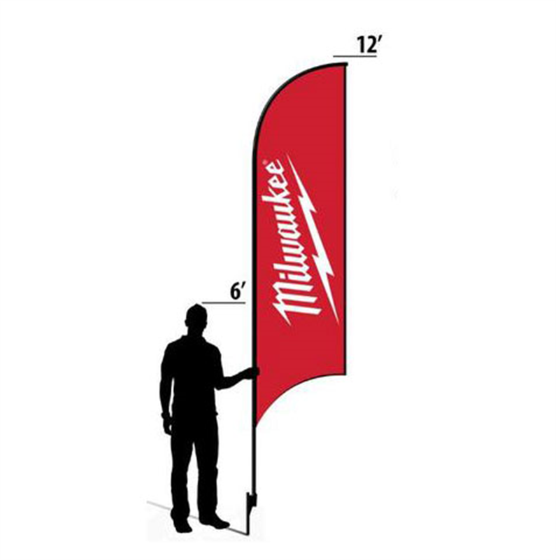 12' Milwaukee Red Logo AdverSail Flag (White Text)
