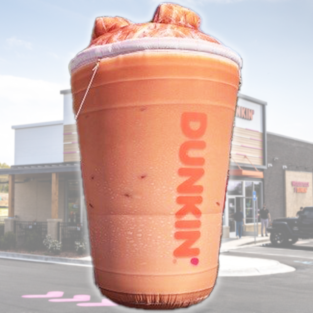 7' Dunkin' Donuts Tan Logo Iced Coffee Cup Inflatable (with 3D Ice)