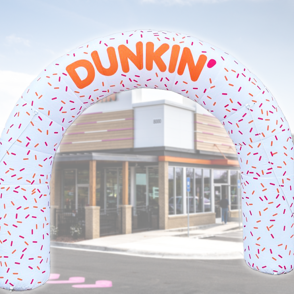 9' X 11' Dunkin' Donuts White Sprinkles Logo Arch Inflatable (includes internal blower & stake kit)
