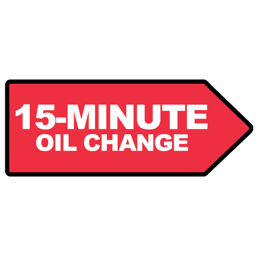46" x 18" FullSpeed Automotive Red 15-Minute Oil Change Arrow Spinner Sign (double-sided)