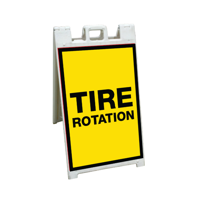 24" X 36" FullSpeed Yellow Tire Rotation Coroplast A-Frame Insert