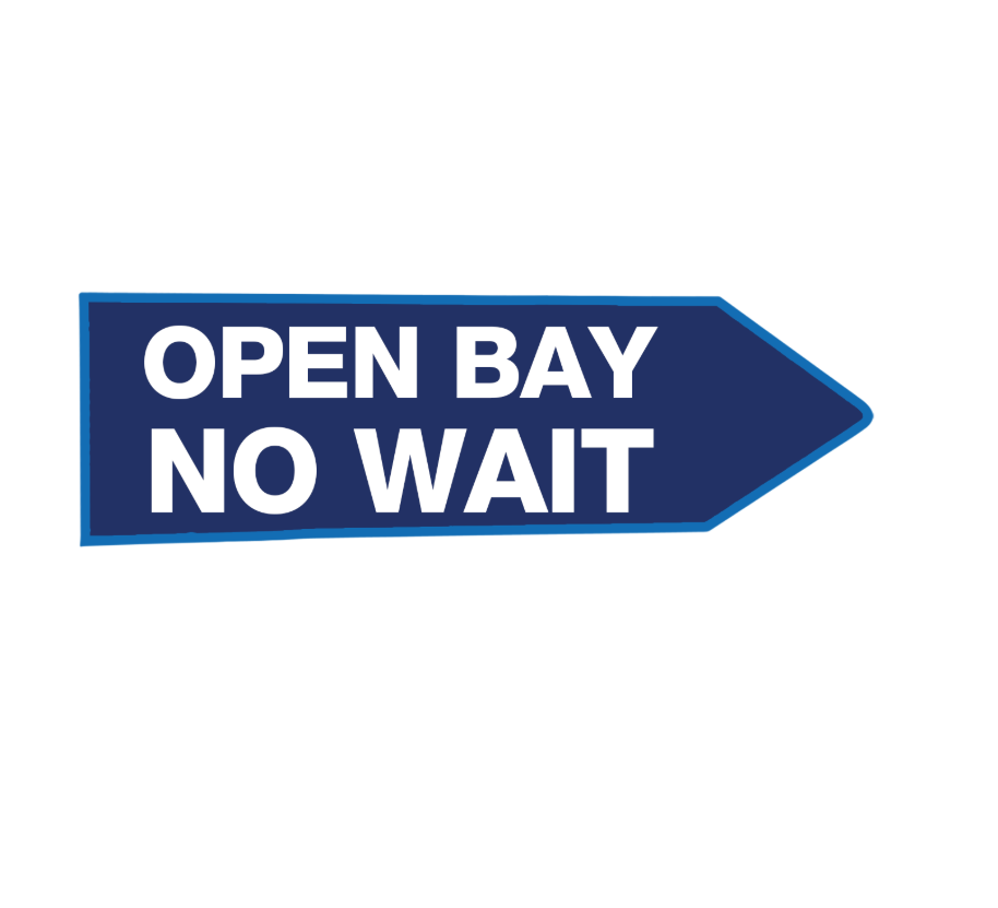 46" X 18" FullSpeed Automotive Blue Open Bay No Wait Arrow Spinner Sign (double sided) 
