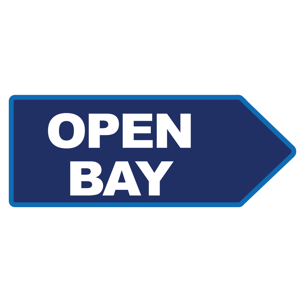 46" X 18" FullSpeed Automotive Blue Open Bay Arrow Spinner Sign (double sided)