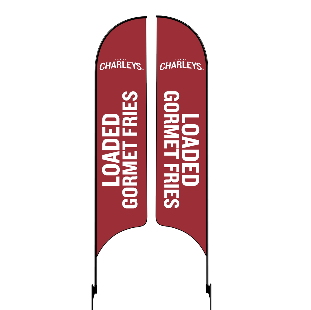 Kit for 15' Charleys Philly Steaks Red Loaded Gourtmet Fries Double Sided AdverSail Flag