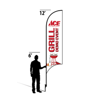 12' Ace Hardware White Grill Demo Event AdverSail Flag