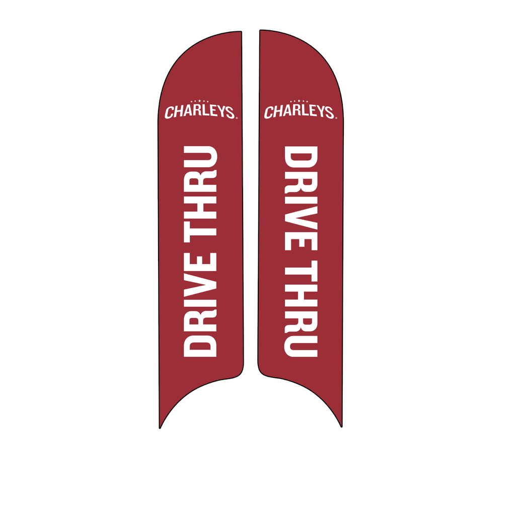 15' Charleys Philly Steaks Red Drive Thru AdverSail Flag  (double sided)