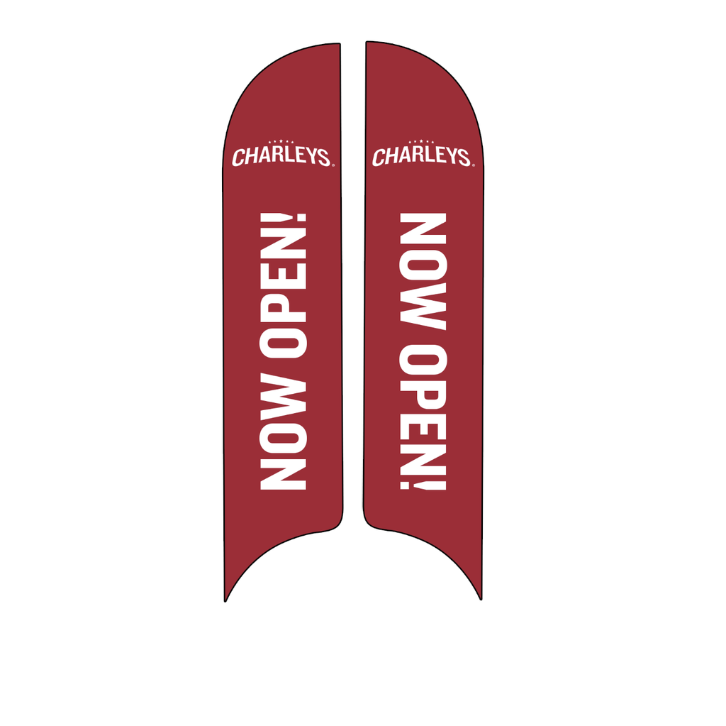 15' Charleys Philly Steaks Red Now Open! AdverSail Flag  (double sided)