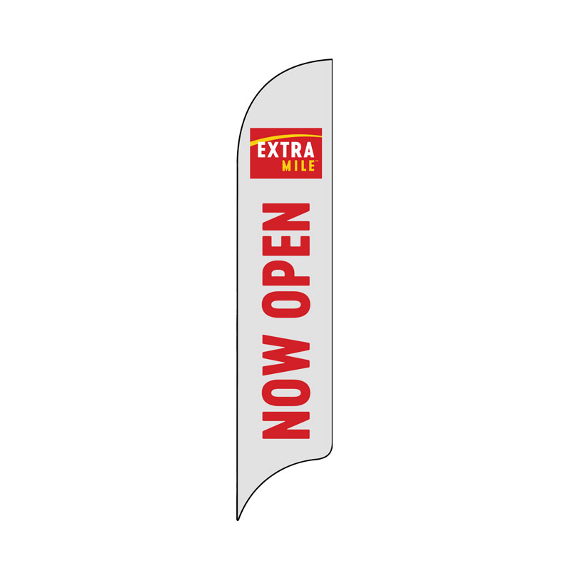 15’ ExtraMile White Now Open AdverSail Flag (2024 artwork)